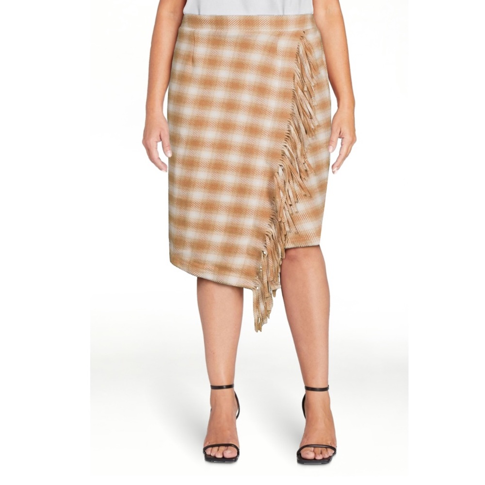 NWT Women's Fringed Faux Wrap Skirt from Time and Tru
